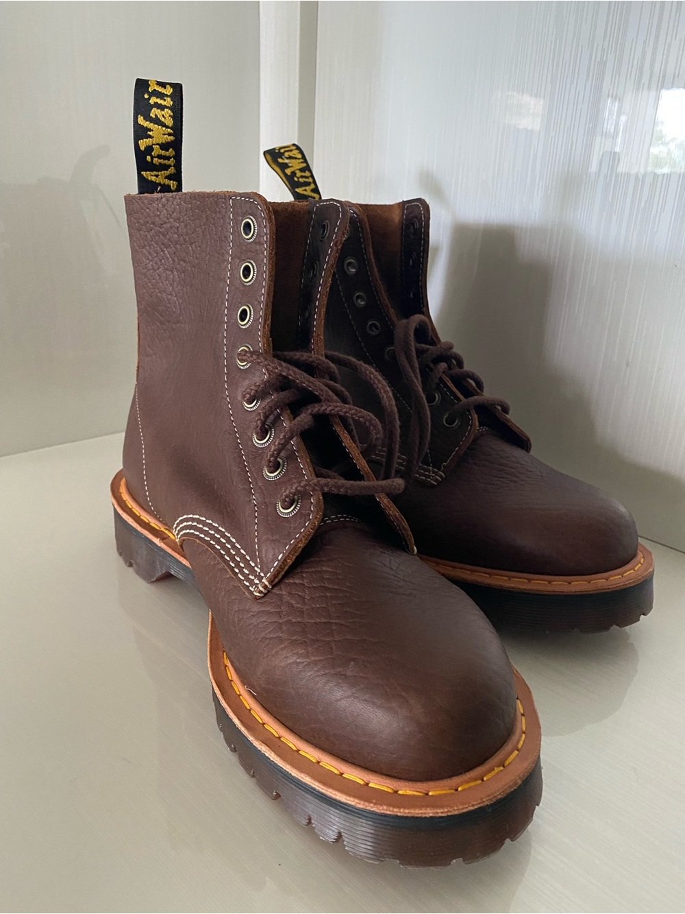 Dr. Martens Brand New Brown Leather Lace-Up Boots - size 9